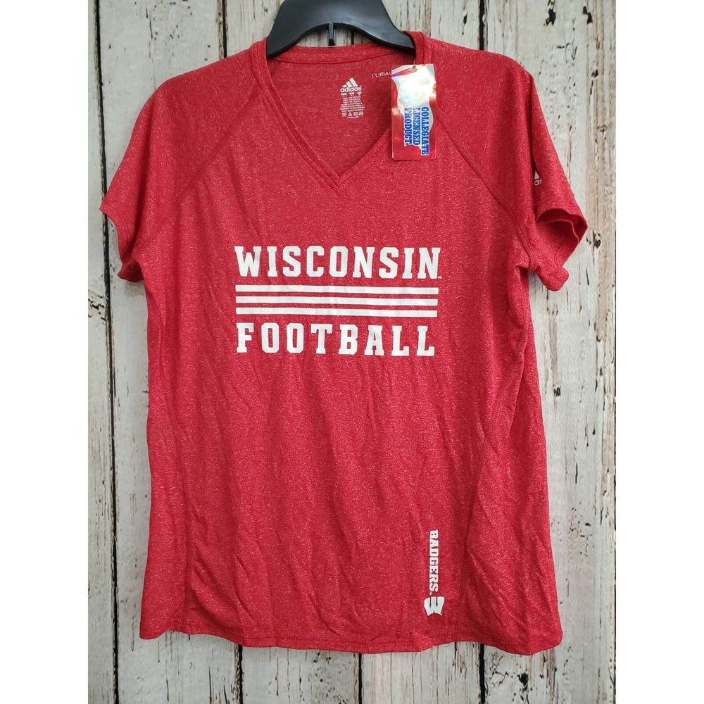 Adidas Women's Large‎ Wisconsin Badgers Climalite SS T‑Shirt Tee Shirt NEW